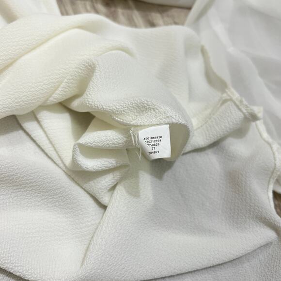 White House Black Market Sheer Chiffon Eyelet Lace Yoke Blouse/Tie Sleeves Sz 10 - Picture 12 of 14